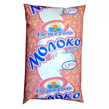 Молоко Нежеголь 1л 1,5% в пленке