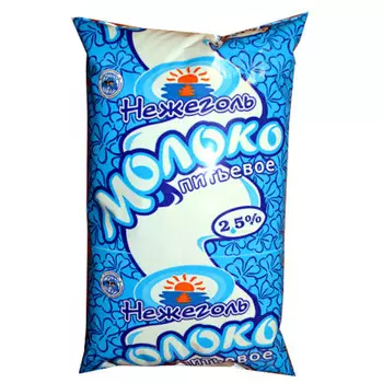 Молоко Нежеголь 1л 2,5% в пленке