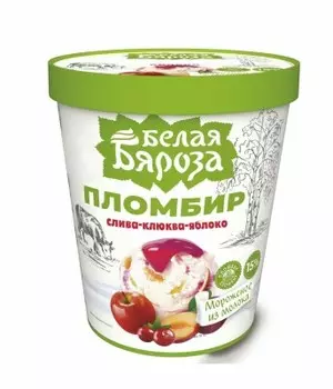 Мороженое белая бяроза 555 г пломбир слива клюква яблоко ведро