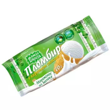 Мороженое белая бяроза 70г пломбир ванильный вафельный стакан