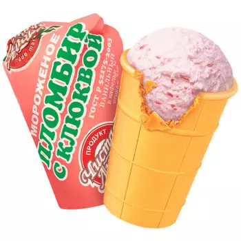 Мороженое чистая линия 80г пломбир с клюквой в вафельном стаканчике