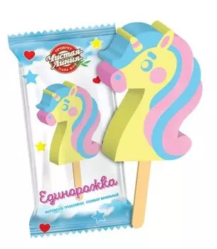 Мороженое единорожка 65 г трехслойный пломбир на палочке чистая линия