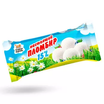 Мороженое пломбир 400 г 15% брикет бодрая корова