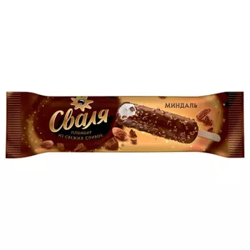 Мороженое сваля 63 г 14% эскимо пломбир в шоколадной глазури с миндалем
