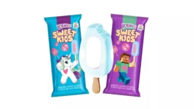 Мороженое sweet kids 55 г двухслойное со вкусом бабл гам и сладкой ваты эскимо
