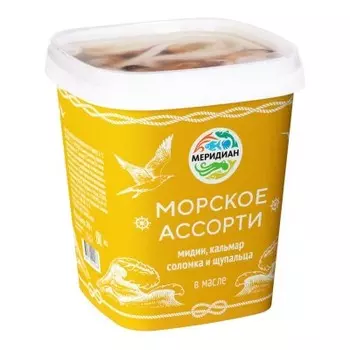 Морское ассорти в масле 390 г меридиан
