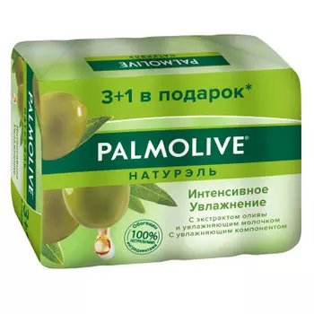 Мыло туалетное Palmolive 4х90 г Натурэль Интенсивное увлажнение с экстрактом Оливы и увлажняющим мо
