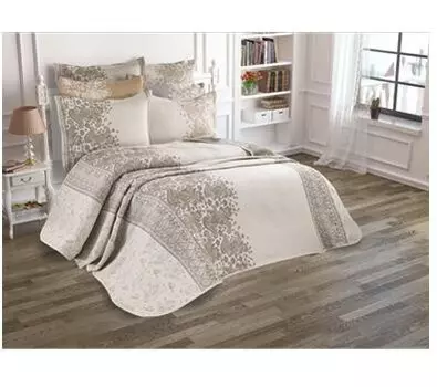 Набор 2 сп евро из покрывала и наволочек ахсен персиковый