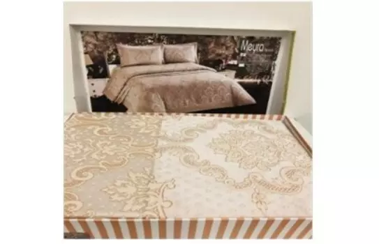 Набор 2 сп евро из покрывала и наволочек дамаск капучино