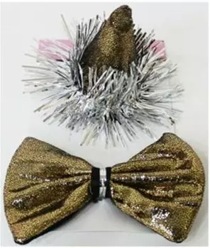 Набор аксессуаров праздничный колпачок и бабочка золото e5p037a