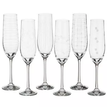 Набор бокалов для шампанского 6 шт 190 мл богемия кристал виола микс