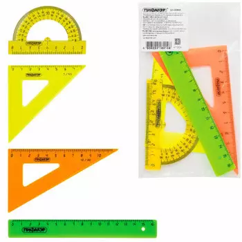 Набор чертежный Пифагор линейки 4шт 210624