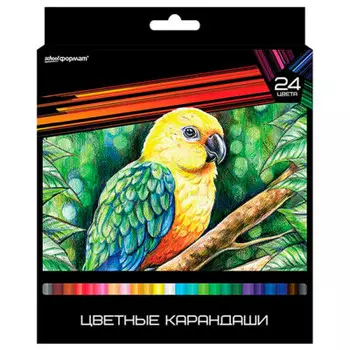 Набор цветных карандашей SchoolФормат Дикая планета 24 цв. Трехгра