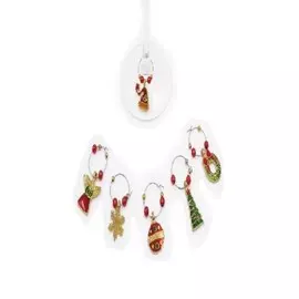 Набор декоративных новогодних колец для бокалов Европа 6 шт 3 х2см цинковый сплав r-gdr-004 s