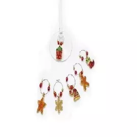 Набор декоративных новогодних колец для бокалов Европа 6 шт 3 х2см цинковый сплав tr-gdr-005 s