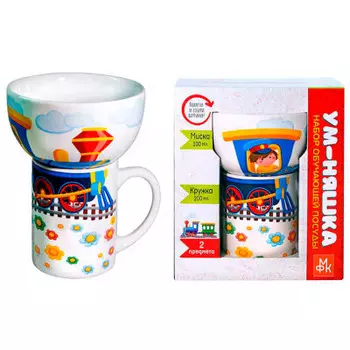 Набор детской посуды 2пр МФК паровозик кружка 200мл+миска 300мл п/у