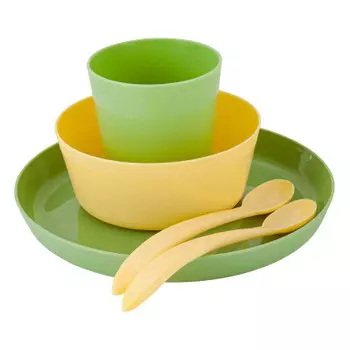Набор детской посуды лалабеби тарелка/миска/стаканчик/2 ложки фисташковый пломбир la160012050