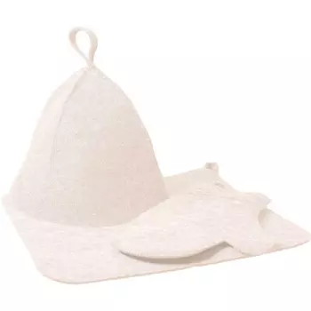 Набор для бани шапка коврик рукавица белый 41218