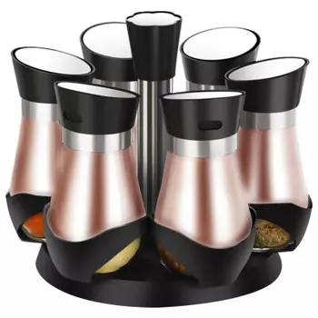 Набор для специй 7 пр Европа вращающаяся подставка стекло/нержавеющая сталь/пластик p-01 p
