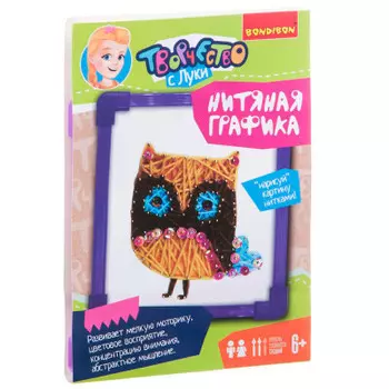 Набор для творчества Bondibon картина из ниток сова вв1696-1