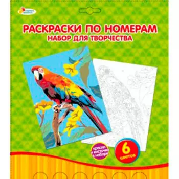 Набор для творчества Мульти Арт раскраска по номерам попугай pbn6036