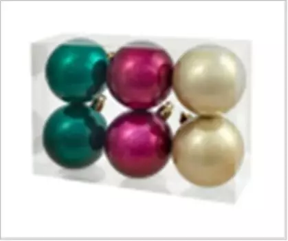 Набор елочных шаров магик тайм ассорти белое/фуксия/малахитовое 6см 6шт 80662