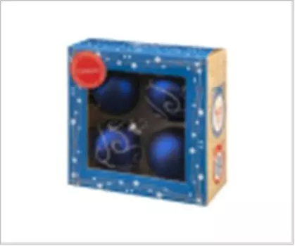 Набор елочных шаров магик тайм шар синий с золотом 6 см 4 шт стекло 78935