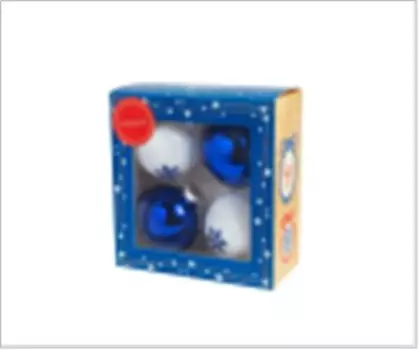 Набор елочных шаров магик тайм синий со снежинкой шар 6 см 4 шт стекло 78939