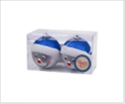 Набор елочных шаров магик тайм снеговики в синем 8см 2шт 81882