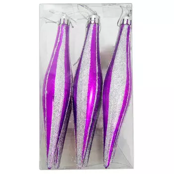 Набор елочных украшений 15см 6шт сосульки узор ручная роспись светло-фиолетовые перламутро sy18cbe-4