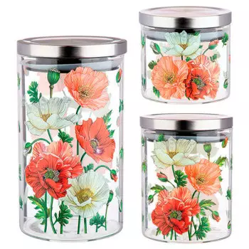 Набор емкостей для сыпучих 3пр Agness Маки