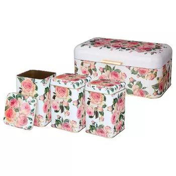 Набор хлебница 20,9*36,5*16,3см Agness винтаж пионы+ емкости 1,7л для сыпучих 3 шт 949-016