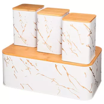 Набор хлебница 34*18*12,5см 2 в 1 Agness фэнтази+ банка для сыпучих 10*10*14см 3шт 790-238