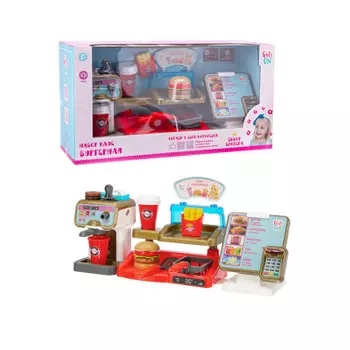 Набор игровой герлс клаб кафе-бургерная касса звук/кофемашина с водой в/к 52*16*27 см it107480
