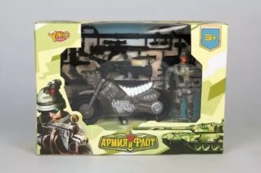 Набор игровой Yako военный мотоцикл/солдат/оружие m9701-6