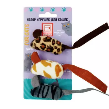 Набор игрушек для кошек Европа мышки 6 см 3 шт w5621