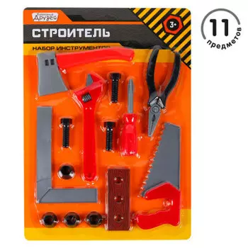Набор инструментов Компания друзей строитель 11 предметов красный на блистере