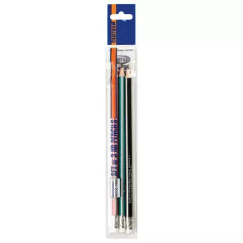 Набор карандашей чернографитных Centrum 3шт hb заточенные трехгранные с ластиком 89007