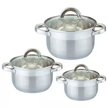 Набор кастрюль 6 пр агнесс 1, 9/2, 9/3.9 л+крышки нержавеющая сталь 937-210