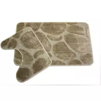 Набор ковриков для ванной клеопатра 60*100+60*50 см фремонт камни бежевый