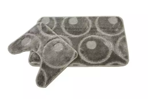 Набор ковриков для ванной клеопатра 60*100+60*50 см фремонт круги серый