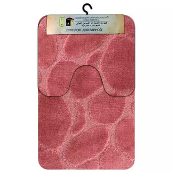 Набор ковриков для ванной Клеопатра 60*100+60*50см рома стронг бэк камни розовый