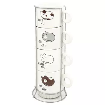 Набор кружек 4 шт 240 мл Fengtuoling кошки jn-003