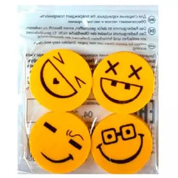 Набор ластиков Пифагор 4шт смайлики желто-черный 223615