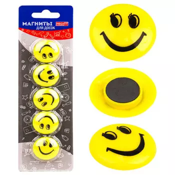 Набор магнитов для досок Profit смайлики d30 5шт мн-7773
