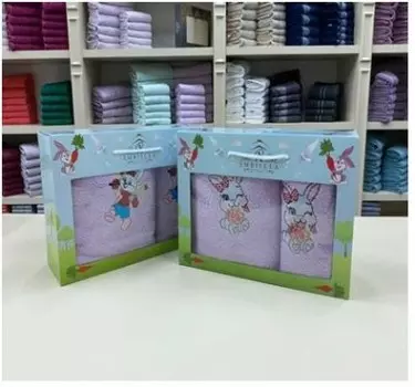 Набор махровых полотенец 2 предмета 50 х90 + 70 х140 лиловый