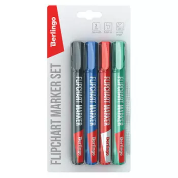 Набор маркеров для флипчартов берлинго юнилайн fm200 4 цв 2.0 мм 210620