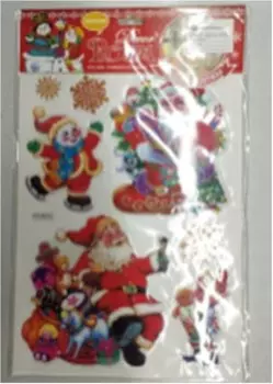 Набор наклеек декоративных на окно Европа с изображением дедов морозов 4шт 34*19,5см Пвх ustsh2025