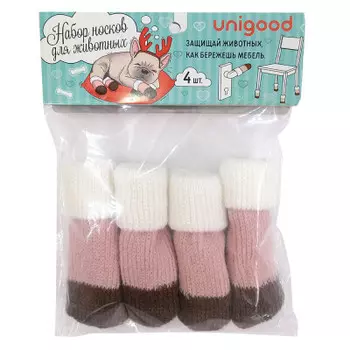 Набор носков для домашних животных Unigood 12 x3cm 4 шт хлопок розовый tr-cln-002 p