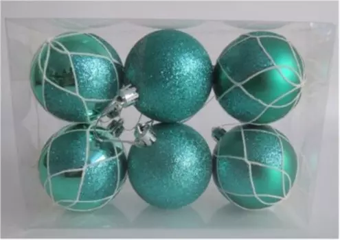 Набор ёлочных шаров Европа 6см бирюзовый 6шт sd19b-6-498-1